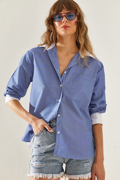 Bianco Lucci Boyfriend Shirt - Women's, Back Garni Detail, 444960251330
