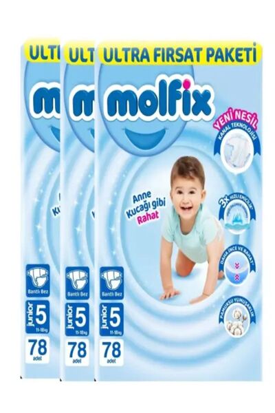 Molfix Bebek Bezi 5 Beden Ultra Fırsat Paketi 78x3 234 Adet