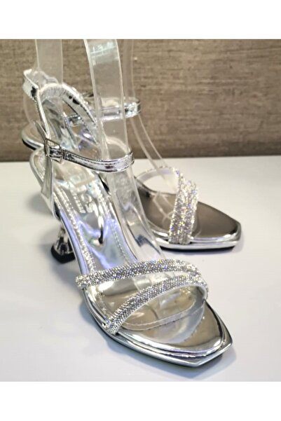 METRO 102 Pantofi de rochie de seara cu platforma din piatra transparenta, to...