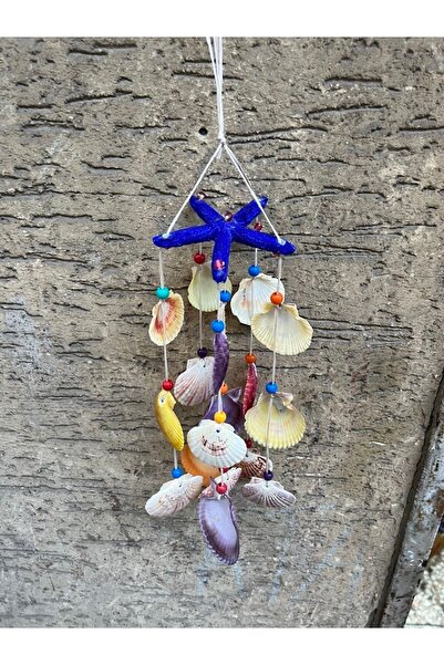 Natural Shell Sea Star Wind Bell Garden Balcony Wall Decoration Ornament Saxe Blue