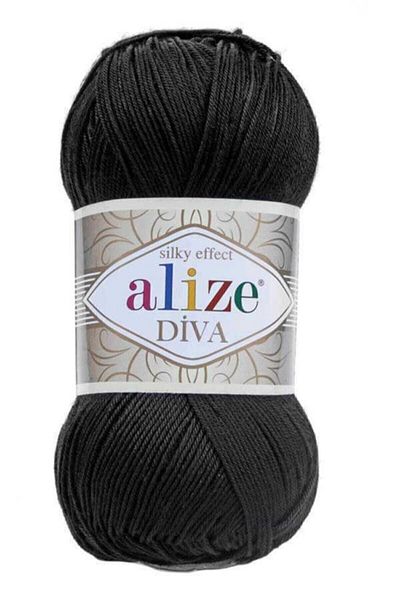 Alize 5 Pieces Diva Mercerized Thread Summer Bikini Bustier Blouse Knitting Thread Black 60