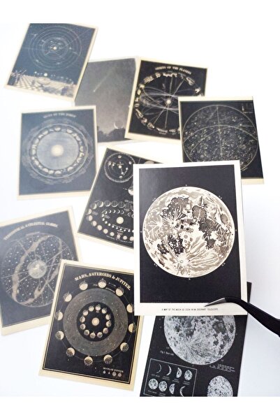 Scrapbook Uzay Temalı Sticker Seti Vintage / Bullet Journal, Ing, Planner