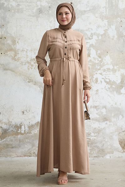 InStyle Rochie Ayrobin cu detaliu Guipure de culoare bej
