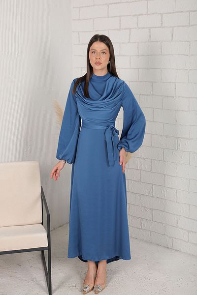 Melike Tatar Satin Dress BLUE - 6-5035