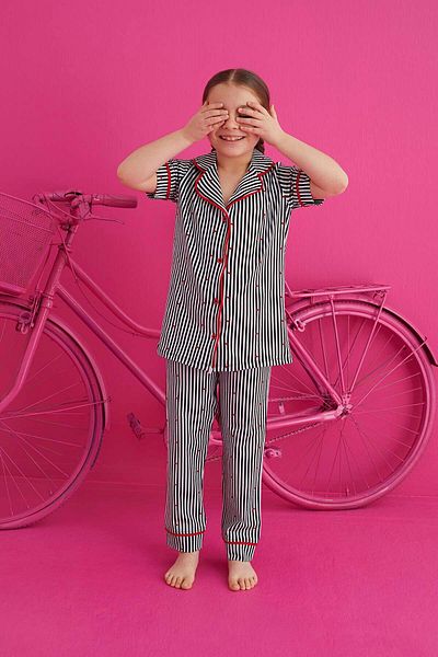 ELİTOL Set de pijama cu nasturi din lycra din bumbac