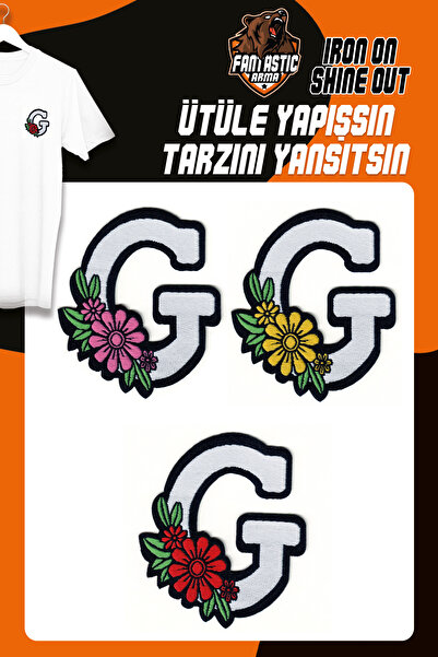 FANTASTIC ARMA Set de armă țesut cu model de flori - lipire cu fierul de călcat, litera G (3 bucăți)