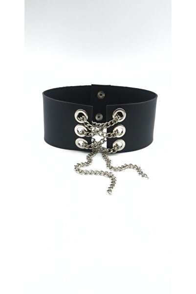 derimplus Zincirli Suni Deri Choker
