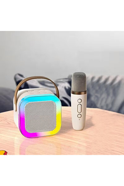 Coverzone Kablosuz Mikrofonlu Karaoke Makinesi Taşınabilir Bluetooth Hoparlör Seti K12 10 x 10 x 6 cm