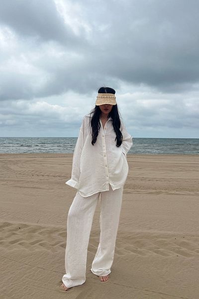 Seda Yalçın Atelier Ecru Oversize Shirt and Pants Set