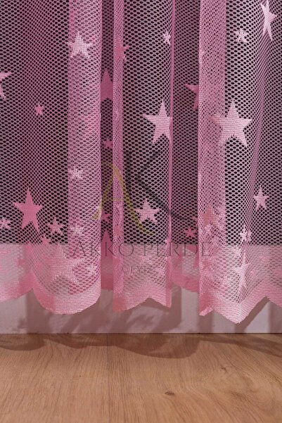 Karesi Pink Big Star Sparse Pleated Tulle Curtain