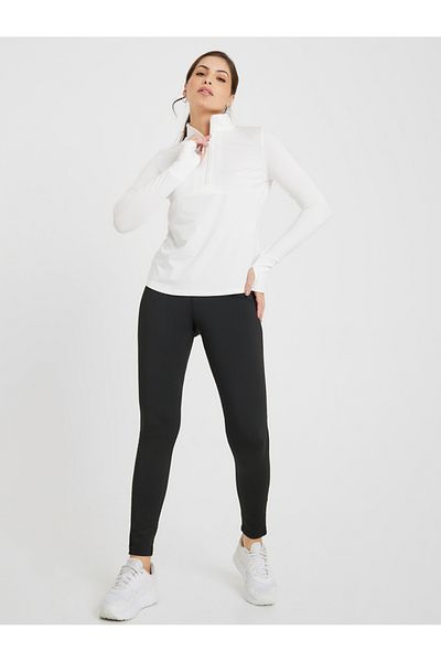 Styli Half Zip Up Multi Panel Seam Thumbhole Detail Top