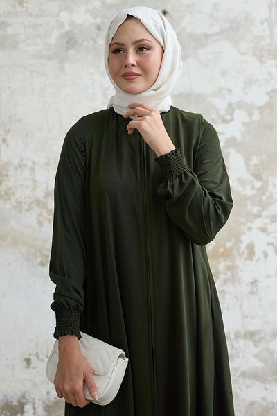 InStyle Medine Khaki Ferace - Seide und Mevlana detailliert