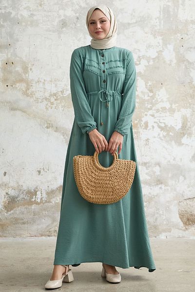 InStyle Mint Color Ayrobin Dress - Guipure Detailed