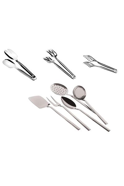 ÖZLİFE Özlife 8 Piece Ela Serving Set - Colander, Spoon and Ladle Tongs Set