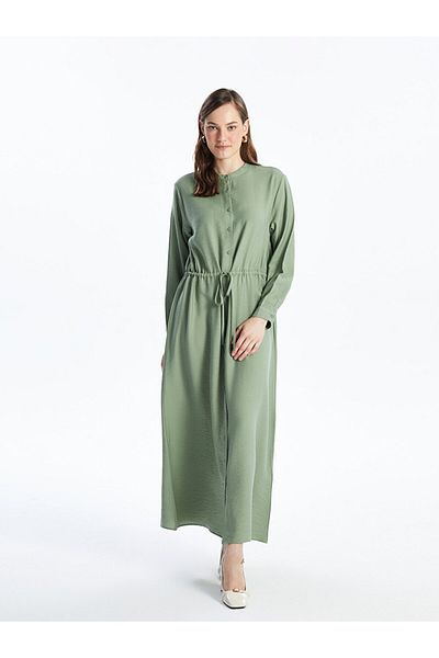 LC Waikiki Women's Dress - Crew Neck, Solid, Long Sleeve