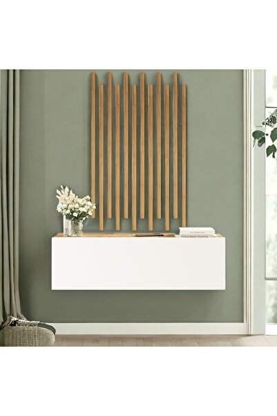 L'occi Concept Jeeva Ahşap Çıtalı Dresuar Set Hol Antre Çam-Beyaz JV12-AW