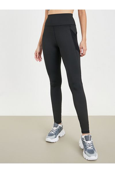 Styli Double Striped Mesh Panel Pocket Detail Leggings