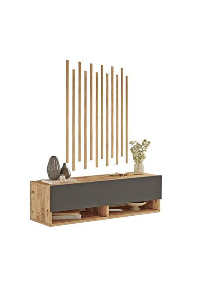 L'occi Concept Jeeva Ahşap Çıtalı Dresuar Set Hol Antre Çam-Antrasit JV13-AA