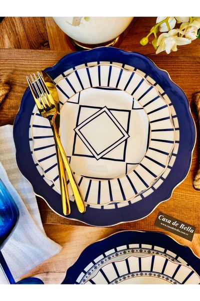 CASA DE BELLA FREZYA Bone China 6 Kişilik 24 Parça Lüks Yemek Takımı