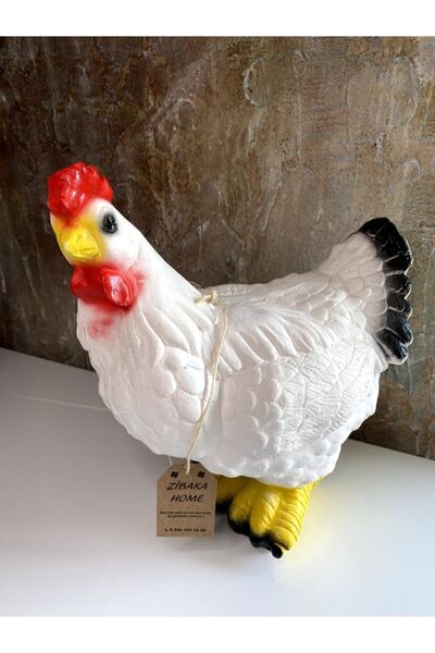 zibaka Beyaz Şişme Tavuk Heykeli
