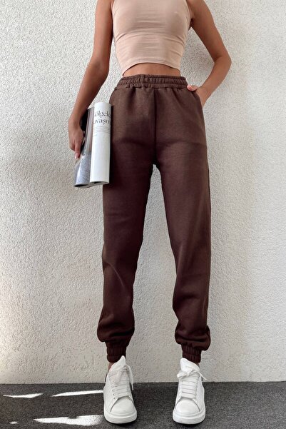 Zechka Γυναικείο καφέ φούτερ με τρεις κλωστές με επένδυση (ZCK0577)