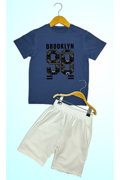 Heybely Kids طقم تي شيرت وشورت مطبوع للأطفال من بروكلين