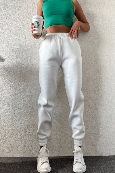 Zechka Γυναικείο εκρού φούτερ με τρεις κλωστές με επένδυση (ZCK0577)