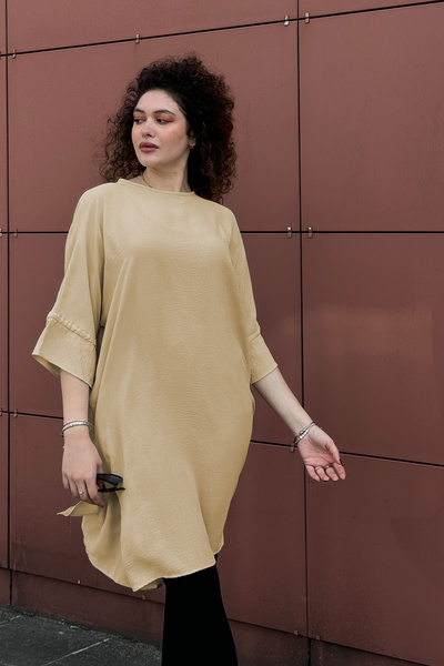 QLAY oversized Γυναικείο τουνίκ - Πλαϊνό άνοιγμα , Μισό μανίκι