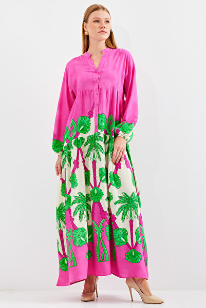 Bigdart Γυναικείο φόρεμα χιτζάμπ από φούξια πράσινο βισκόζη - 2423