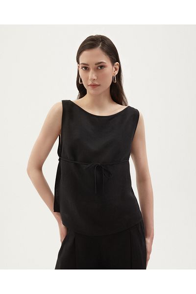 Towdoo Poppy Linen Cupro Side Tied Tank Top