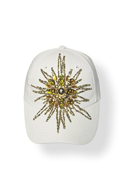 Senbeno Design El Boyama Glıtter Detaylı Taşlı Özgün Tasarım %100 Pamuk Beyaz...