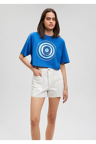 Mavi Tričko s potiskem Evil Eye Bead Crop / Krátký střih 1612734 -88121