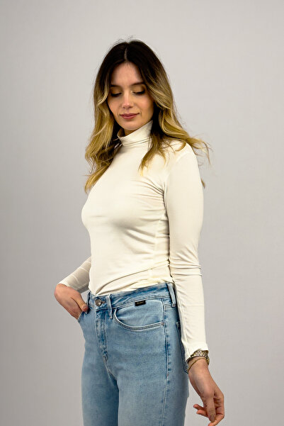 Betimoda Women's Long Sleeve Half Turtleneck Body Ecru 1 Piece