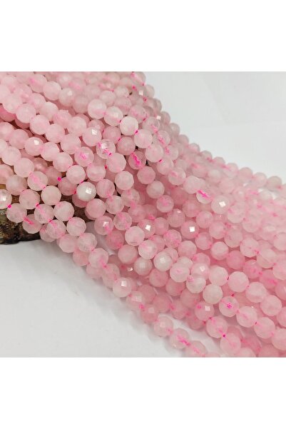 RLX BUJİTERİ 8 мм фасетиран естествен камък от розов кварц - 1 серия (47 броя)