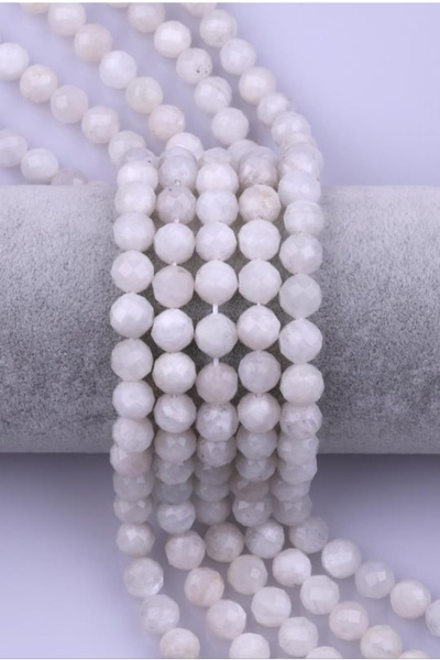 RLX BUJİTERİ Piatră naturală de 8 mm - Piatra de lună fațetată, 1 șuviță (47 ...