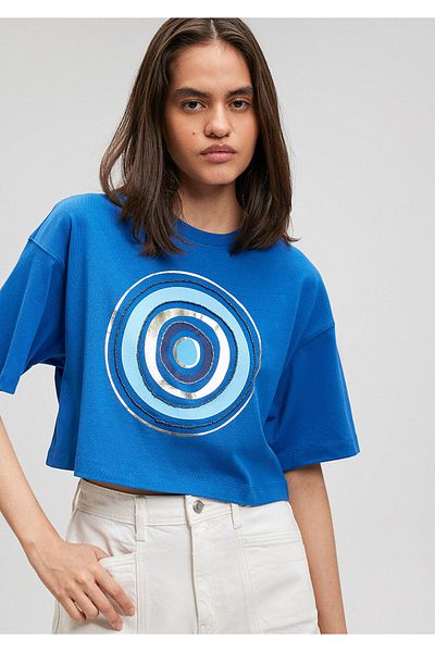Mavi Tričko s potiskem Evil Eye Bead Crop / Krátký střih 1612734 -88121