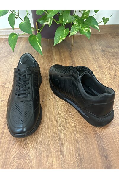 ÖZBEK Každodenní pohodlné černé šněrovací boty z pravé kůže