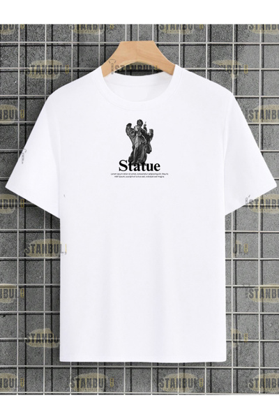 aynewmoda Tricou oversize imprimat - Statue Design
