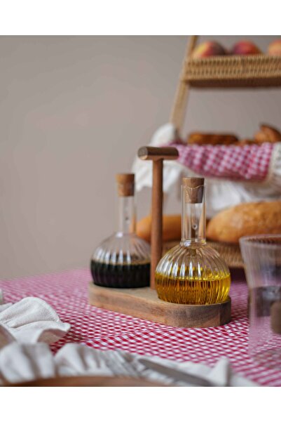 KaiHome 2-Piece Acacia and Stand Oil Pot Set