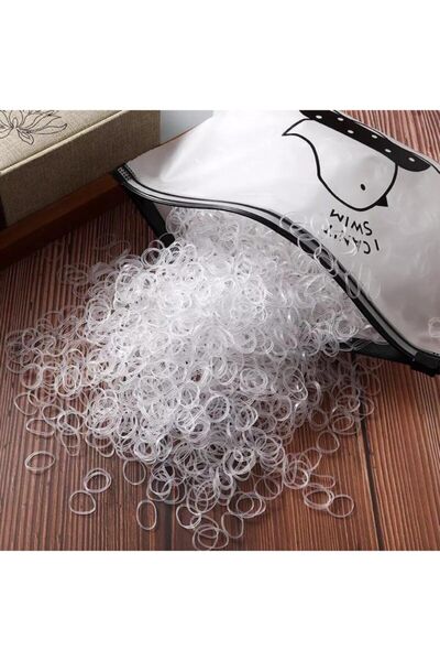 MutluBiDünya Şeffaf Çantalı 500 Adet Şeffaf Örgü Saç Lastik Tokası Mini Tokalar