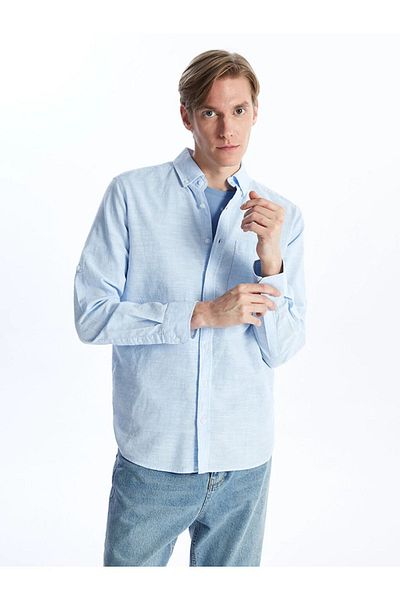 LC Waikiki Cămașă pentru bărbați LCWAIKIKI Classic Regular Fit cu mânecă lungă în amestec de in