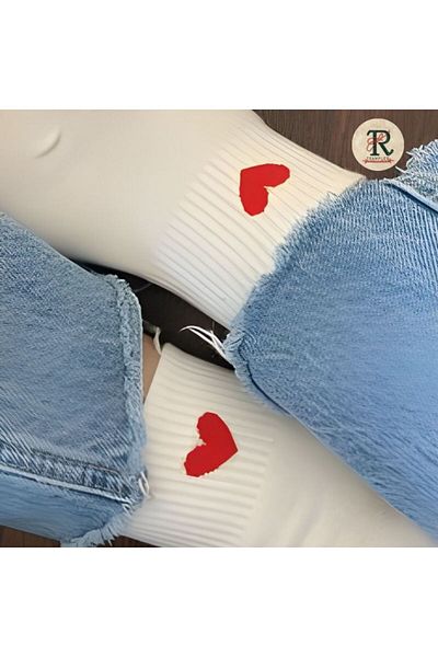 trampler Women's 5-Piece Heart Patterned Short Booties Socks