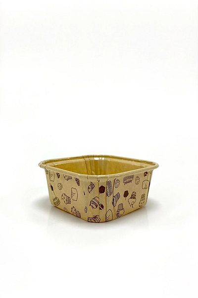 SURPRISE PARTY STORE Kraft Top Patterned Square Shaped 20-Piece Baking Muffin Cupcake Cake Dessert Container 8.5x8.5x3.5 cm