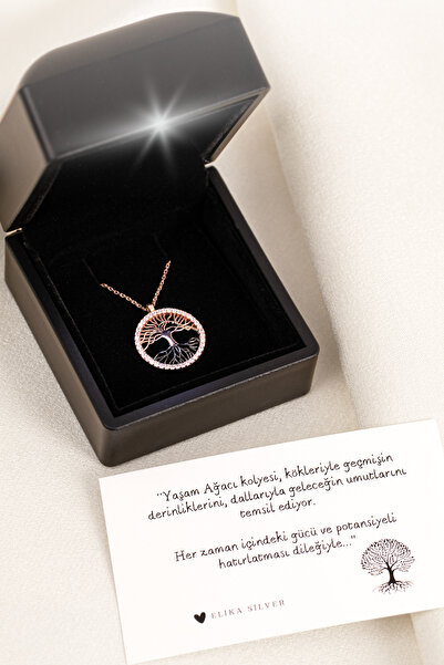 Elika Silver Işıklı Kutuda Yaşam Ağacı Model 925 Ayar Gümüş Bahar Kolye