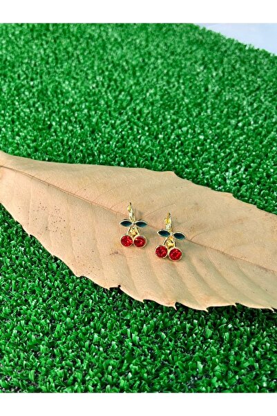 Floriaco Parlak Taşlı Kirazlı Kız Çocuk Küpe