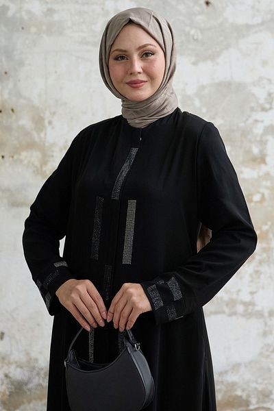InStyle Black Hidden Patch Ferace with Stone Detail