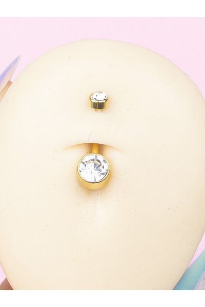 MORNEVA Basic Minimal Design - Steel Belly Piercing with Circle Stone Detail