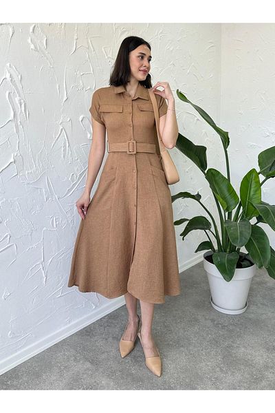 Poliyance Φόρεμα Ays Camel Color