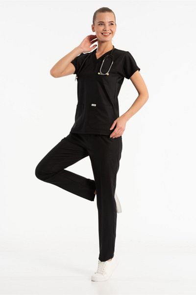 Owlet Medikal Costum uniformă chirurgicală din lycra neagră - costume de urmărire