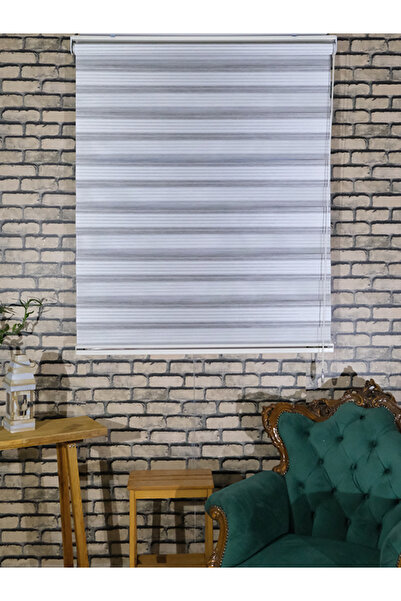 SAMPERSAN GRİ BEYAZ MODERN ZEBRA PERDE